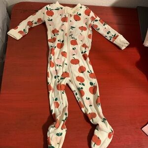 Hanna Andersson 3-6 m apple onesie pink/rust red euc